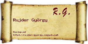 Rujder György névjegykártya