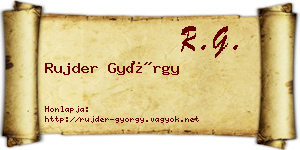 Rujder György névjegykártya